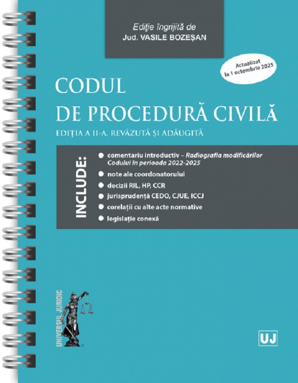 Codul de procedura civila Act.1 Octombrie 2025 Ed. Spiralata Ed.2 - Vasile Bozesan