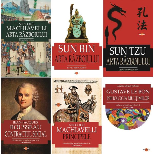 Pachet 6 carti: Istoria ideilor politice - Niccolo Machiavelli, Sun Bin, Sun Tzu, Jean-Jacques Rou, Gustave Le Bonsseau