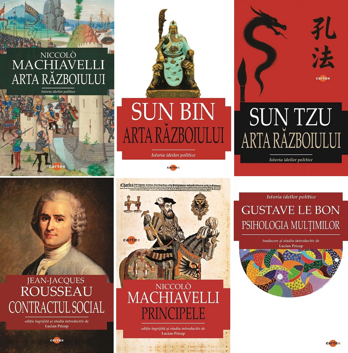 Pachet 6 carti: Istoria ideilor politice - Niccolo Machiavelli, Sun Bin, Sun Tzu, Jean-Jacques Rou, Gustave Le Bonsseau