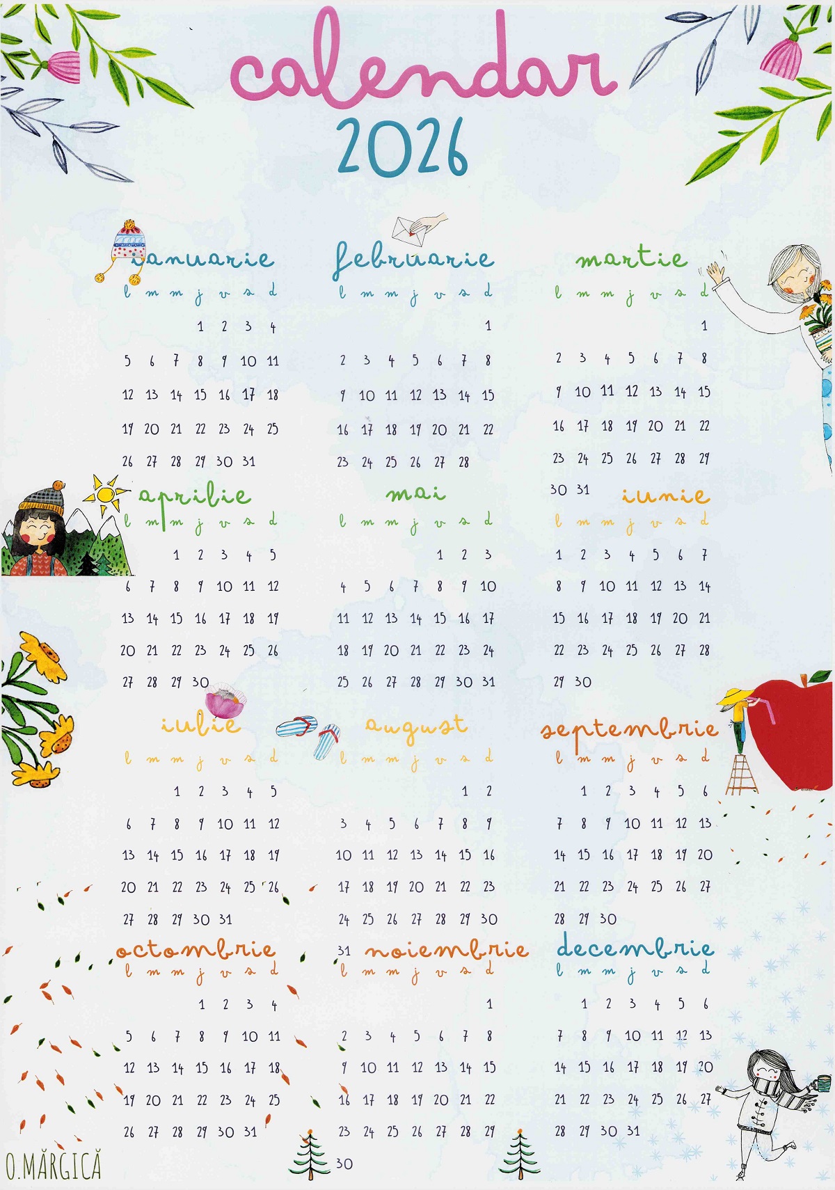 Calendar A3 2026: O Margica