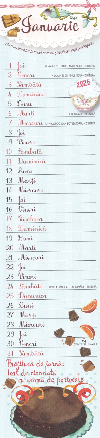 Calendar 2026: Prajituri