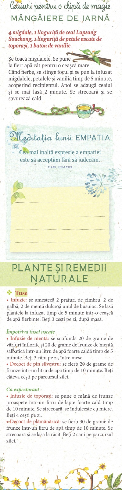 Calendar 2026: Ceaiuri si remedii gingase