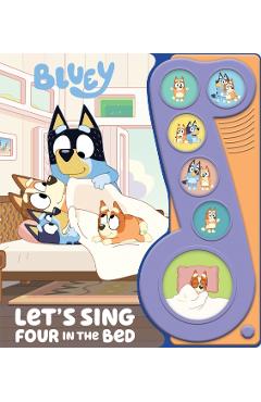 Coperta cărții 'Bluey: Let's Sing Four in the Bed Sound Book -'