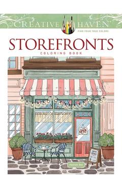 Coperta cărții 'Creative Haven Storefronts Coloring Book - Hannah Bee'