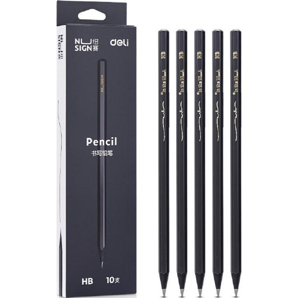 Set 10 creioane grafit HB lemn negru