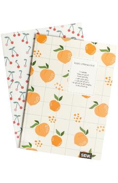 Imaginea produsului 'Set 2 caiete liniatura punctata: Piersici și cireșe'