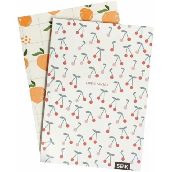 Set 2 caiete liniatura punctata: Piersici si cirese