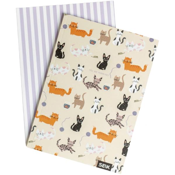 Set 2 caiete liniatura punctata: Kitties and Happiness