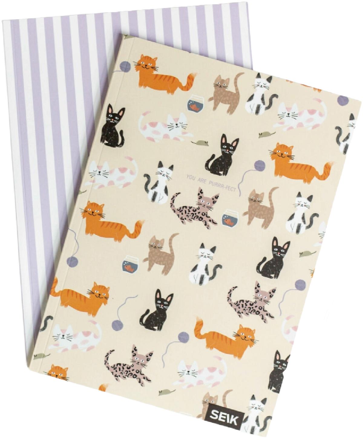 Set 2 caiete liniatura punctata: Kitties and Happiness