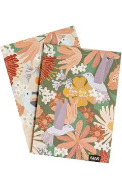 Imaginea produsului 'Set 2 caiete liniatura punctata: Jungla și păsări'