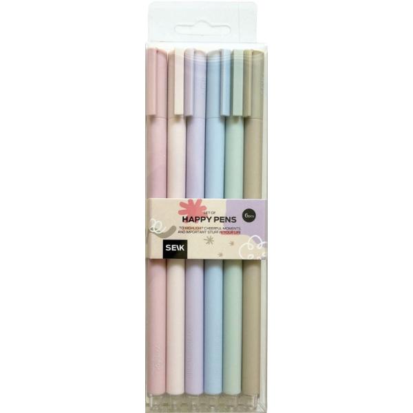 Set 6 pixuri culori pastel. Happy Pens