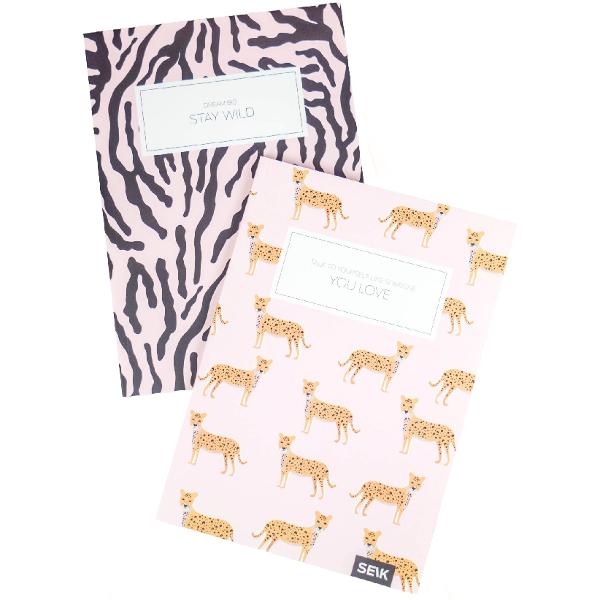 Set 2 caiete liniatura punctata: Zebra and Cheeta