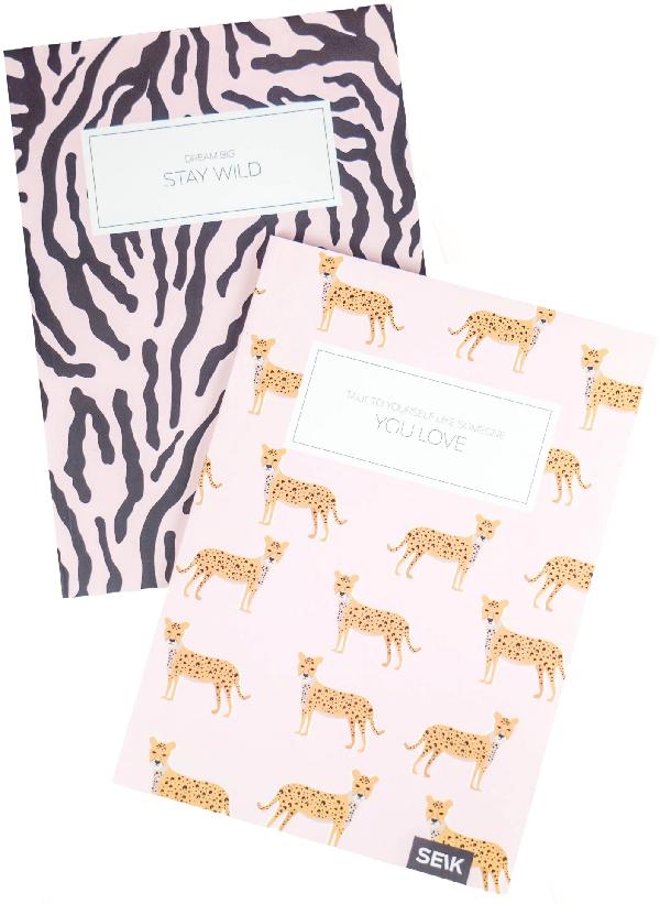 Set 2 caiete liniatura punctata: Zebra and Cheeta