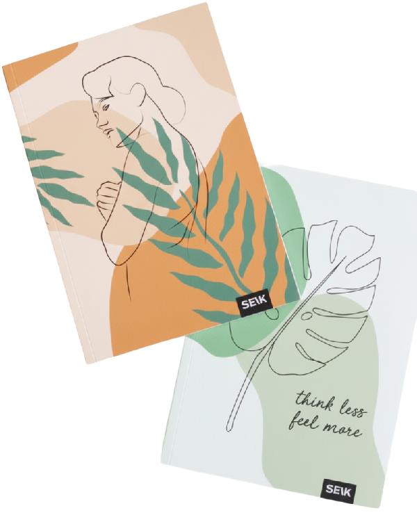 Set 2 caiete liniatura punctata: Think Less and Feel More