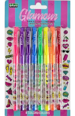 Imaginea produsului 'Set 8 pixuri cu sclipici parfumat: Glamour'