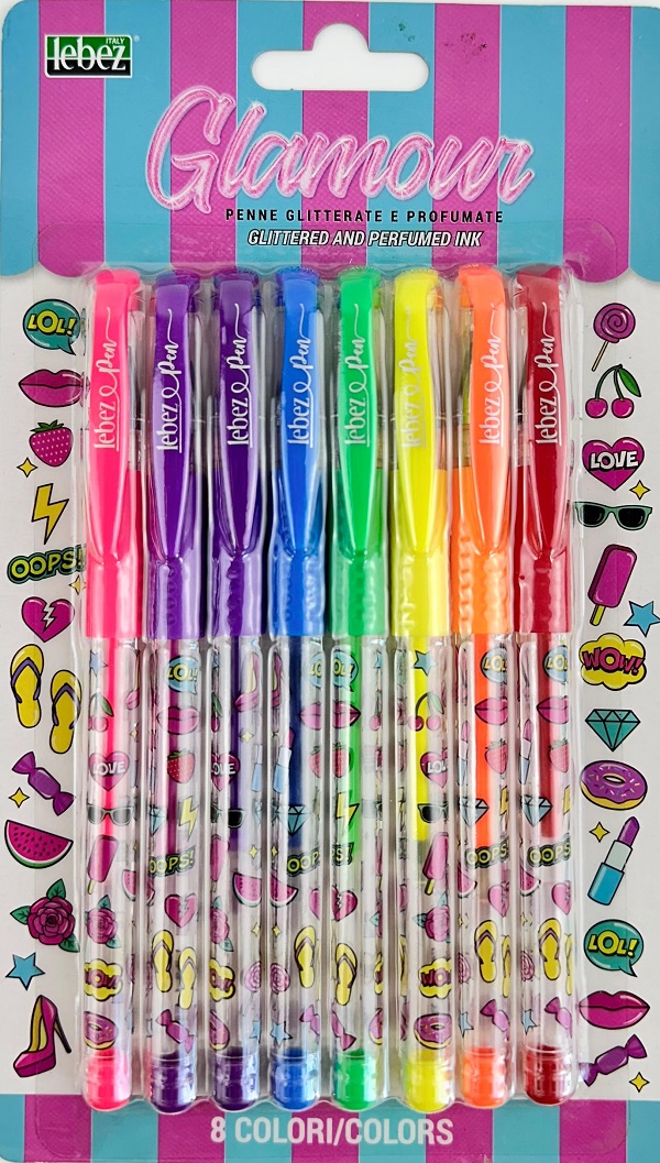 Set 8 pixuri cu sclipici parfumat: Glamour