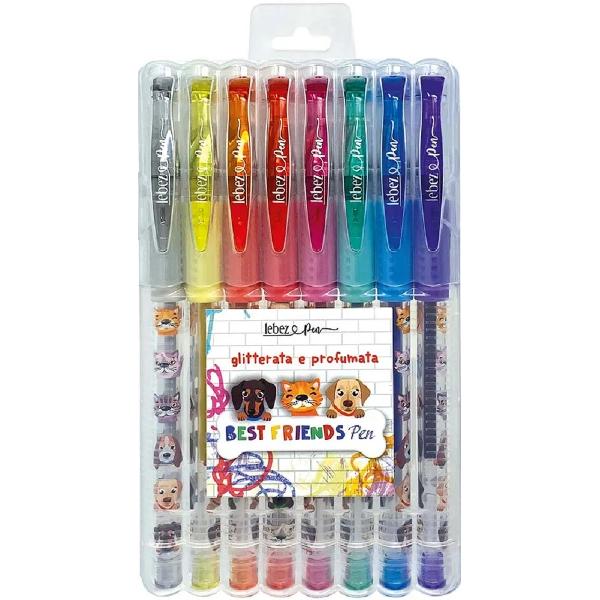 Set 8 pixuri cu sclipici parfumat: Best Friends