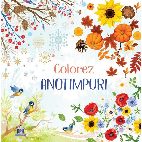 Colorez anotimpuri: Carte de colorat + 12 creioane colorate