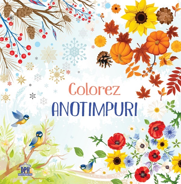 Colorez anotimpuri: Carte de colorat + 12 creioane colorate