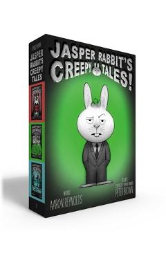 Coperta cărții 'Jasper Rabbit's Creepy Tales! (Chapter Book Boxed Set): Troubling Tonsils!; Unsettling Salad!; Yarn Is Everything! -'