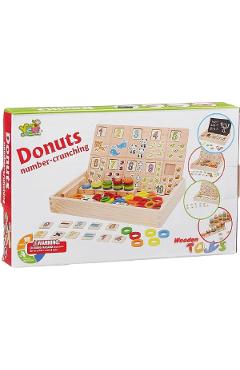 Imaginea produsului 'Joc educativ din lemn cu tăbliță de scris. Donuts number-crunching'