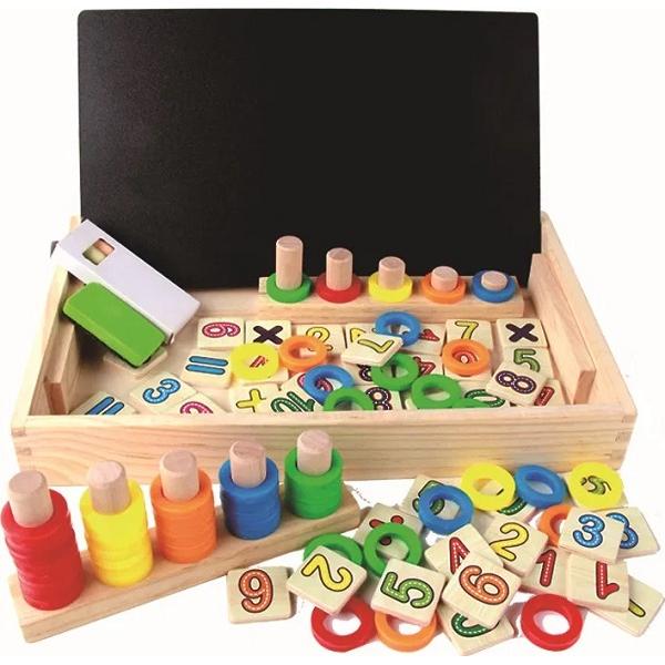 Joc educativ din lemn cu tablita de scris. Donuts number-crunching