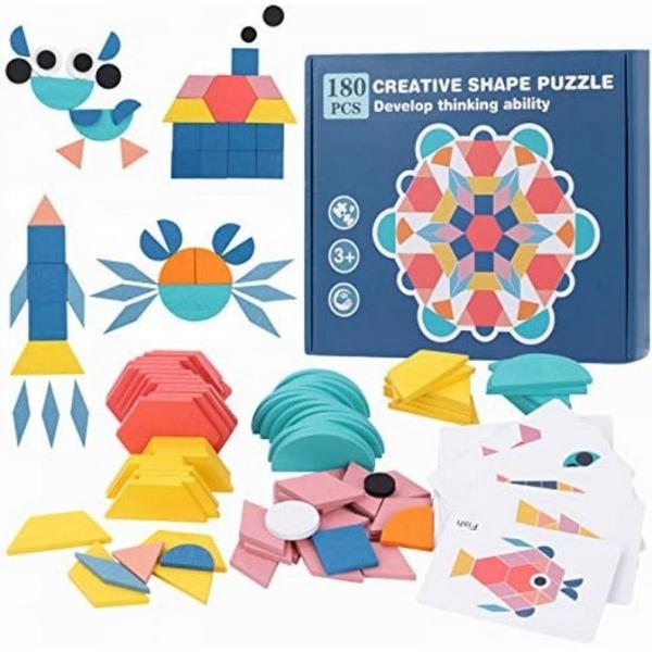 Joc: Tangram din lemn 180 piese