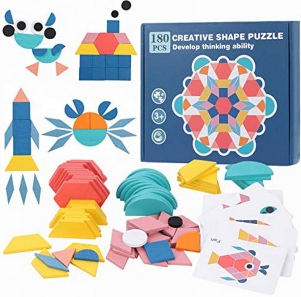 Joc: Tangram din lemn 180 piese