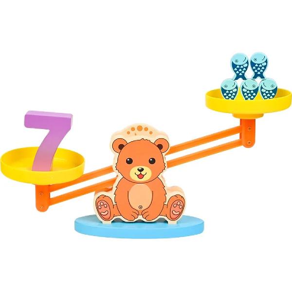 Jucarie balanta din lemn cu cifre si pestisori. Digital Balance