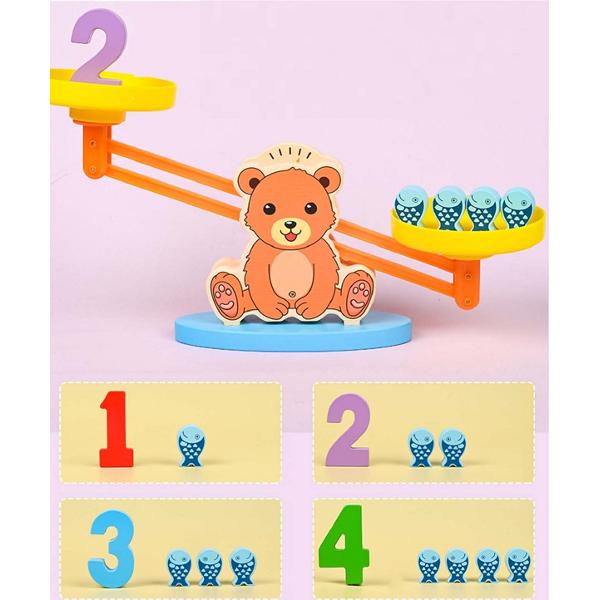 Jucarie balanta din lemn cu cifre si pestisori. Digital Balance