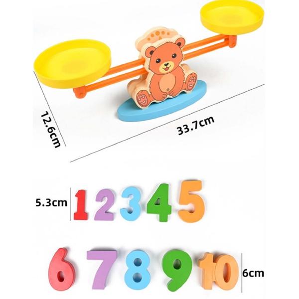 Jucarie balanta din lemn cu cifre si pestisori. Digital Balance