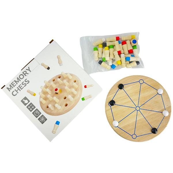 Joc educativ 2 in 1: Joc de memorie Memory Chess cu pioni colorati + Joc roman de strategie Rota