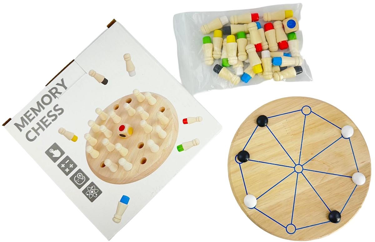 Imaginea produsului 'Joc educativ 2 în 1: Joc de memorie Memory Chess cu pioni colorați + Joc roman de strategie Rota'