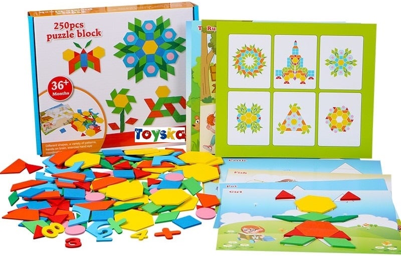 Joc: Tangram din lemn 250 piese