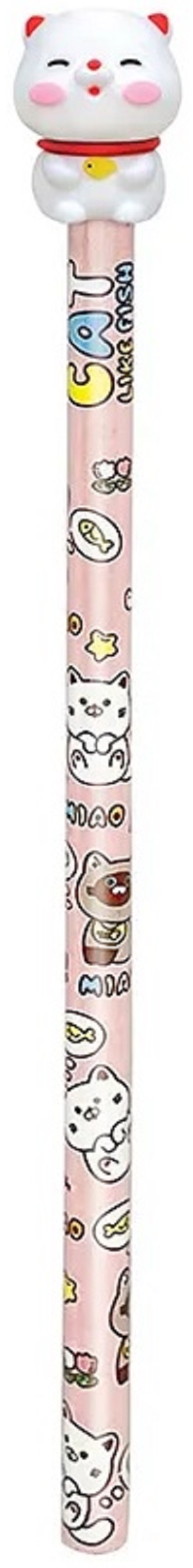 Creion grafic roz. Pisica alba