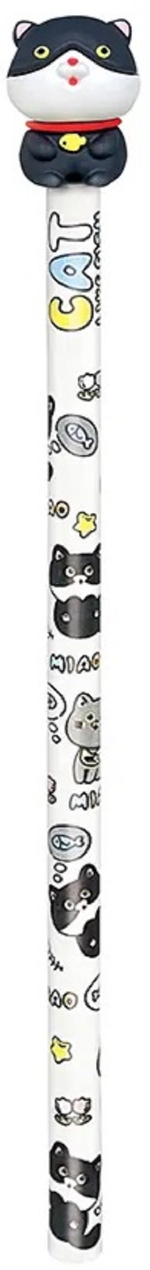 Creion grafic alb. Pisica neagra