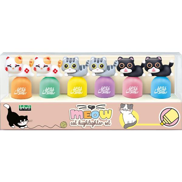 Set 6 markere evidentiatoare. Mini Meow