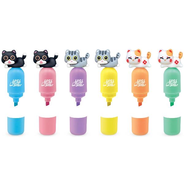 Set 6 markere evidentiatoare. Mini Meow