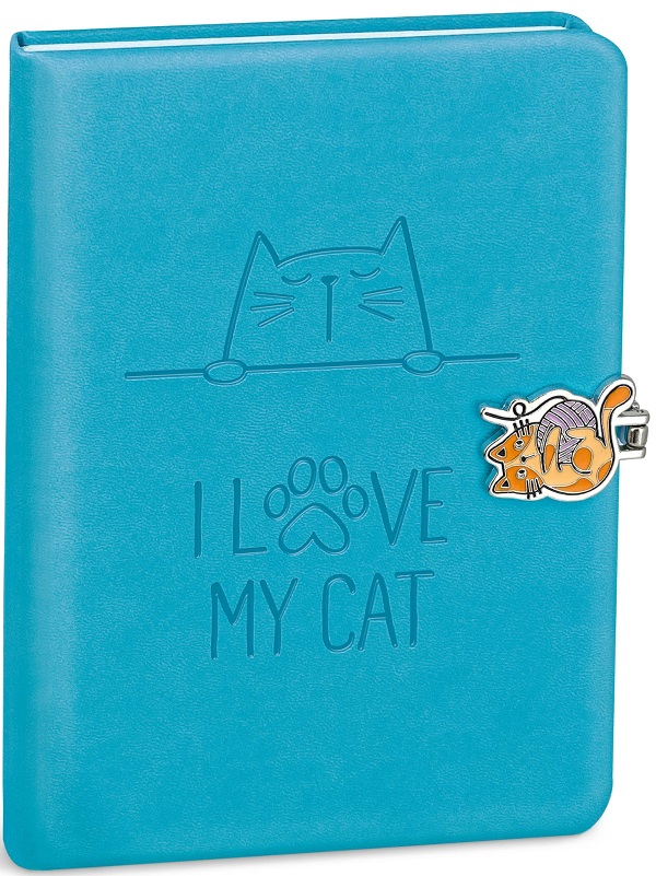 Jurnal cu inchidere magnetica. I love my cat. Albastru