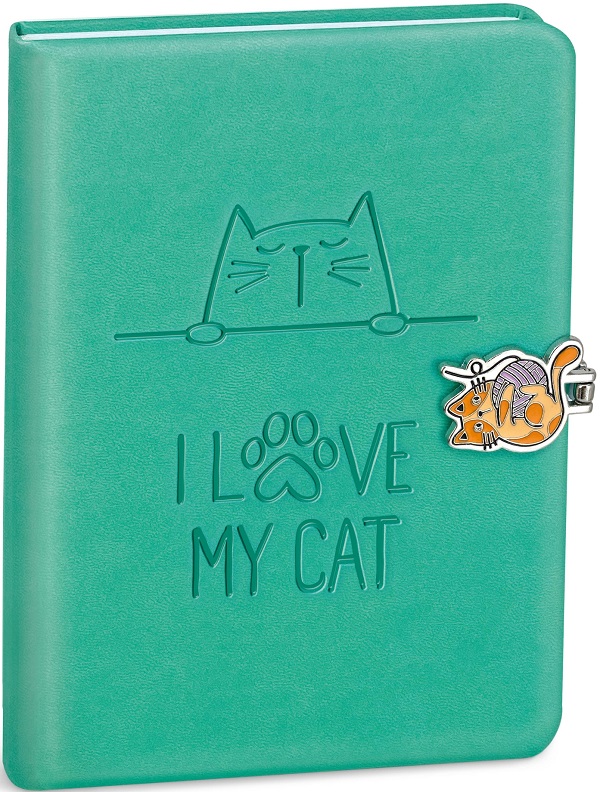 Jurnal cu inchidere magnetica. I love my cat. Verde