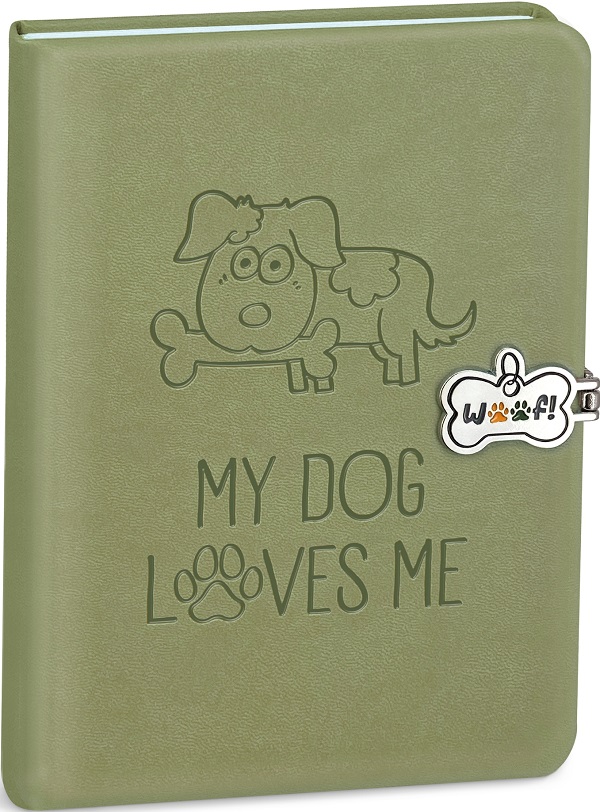 Jurnal cu inchidere magnetica. My dog loves me. Verde