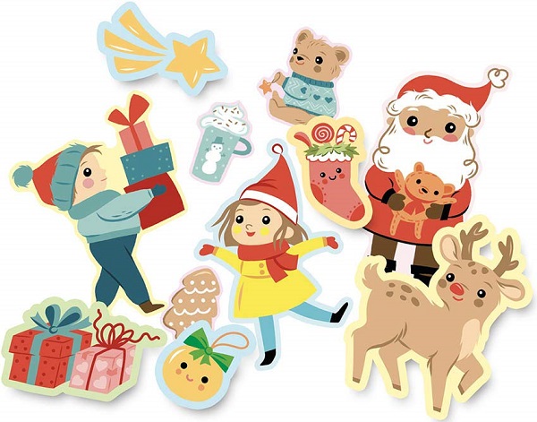 Gentuta mea cu 100 abtibilduri repozitionabile. Gommettes Craciun