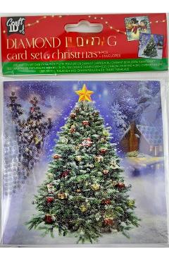Imaginea produsului 'Set creativ: Felicitări brad și om de zăpadă. Diamond Painting Card Set'