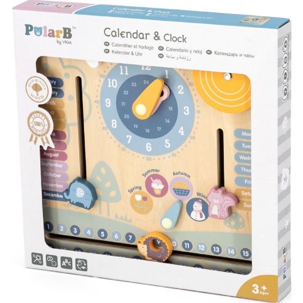 Calendar cu ceas din lemn