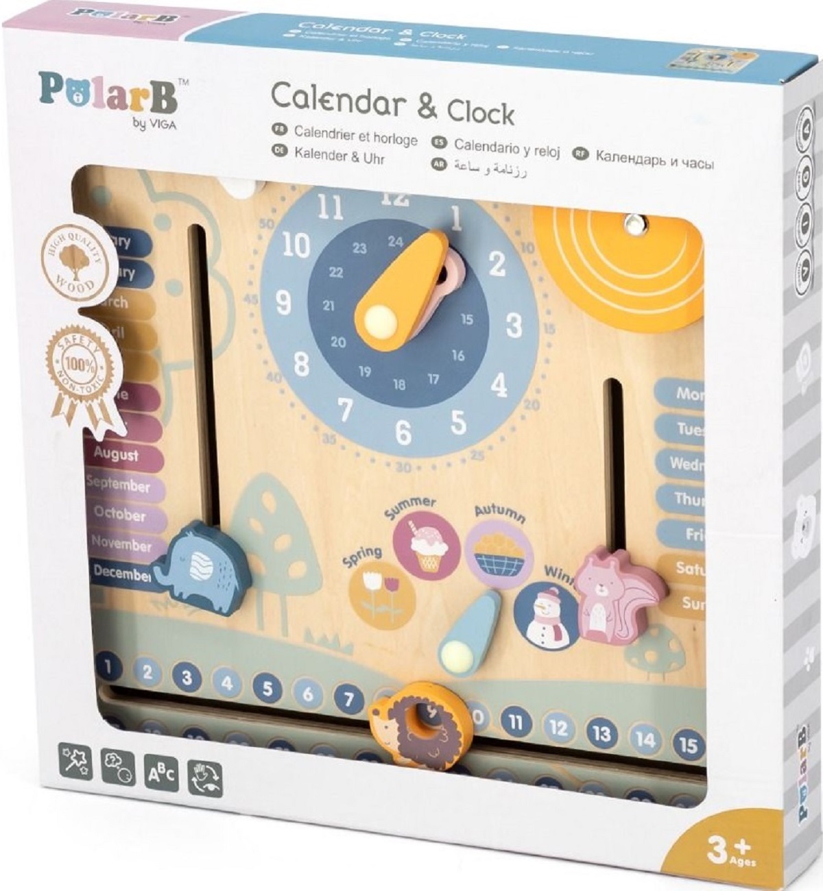 Calendar cu ceas din lemn