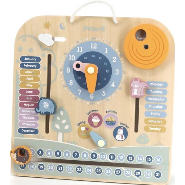 Calendar cu ceas din lemn