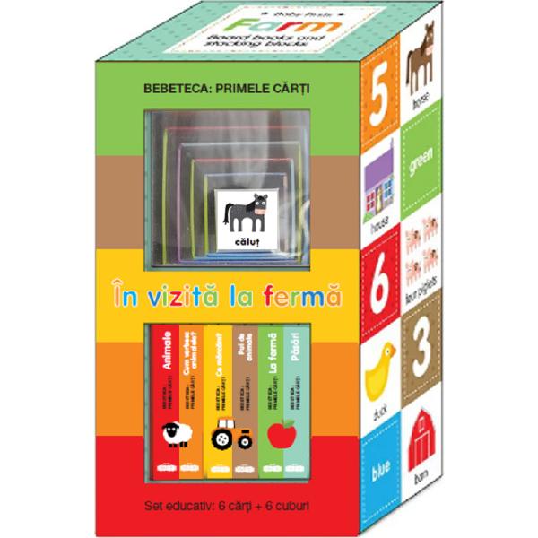 In vizita la ferma. Set educativ 6 carti + 6 cuburi