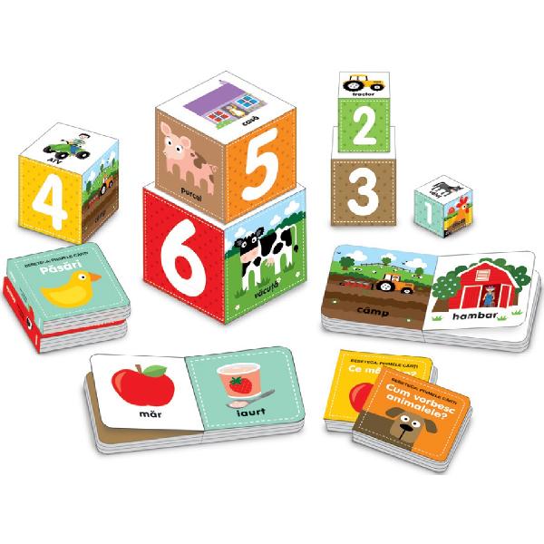 In vizita la ferma. Set educativ 6 carti + 6 cuburi