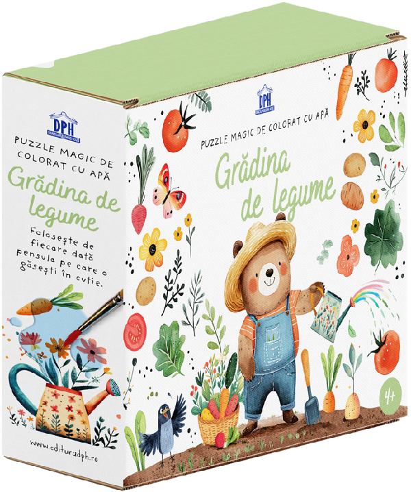 Puzzle magic de colorat cu apa: Gradina de legume