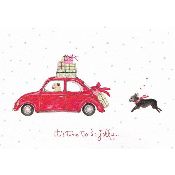 Felicitare: Red Car it's Time to be Jolly...